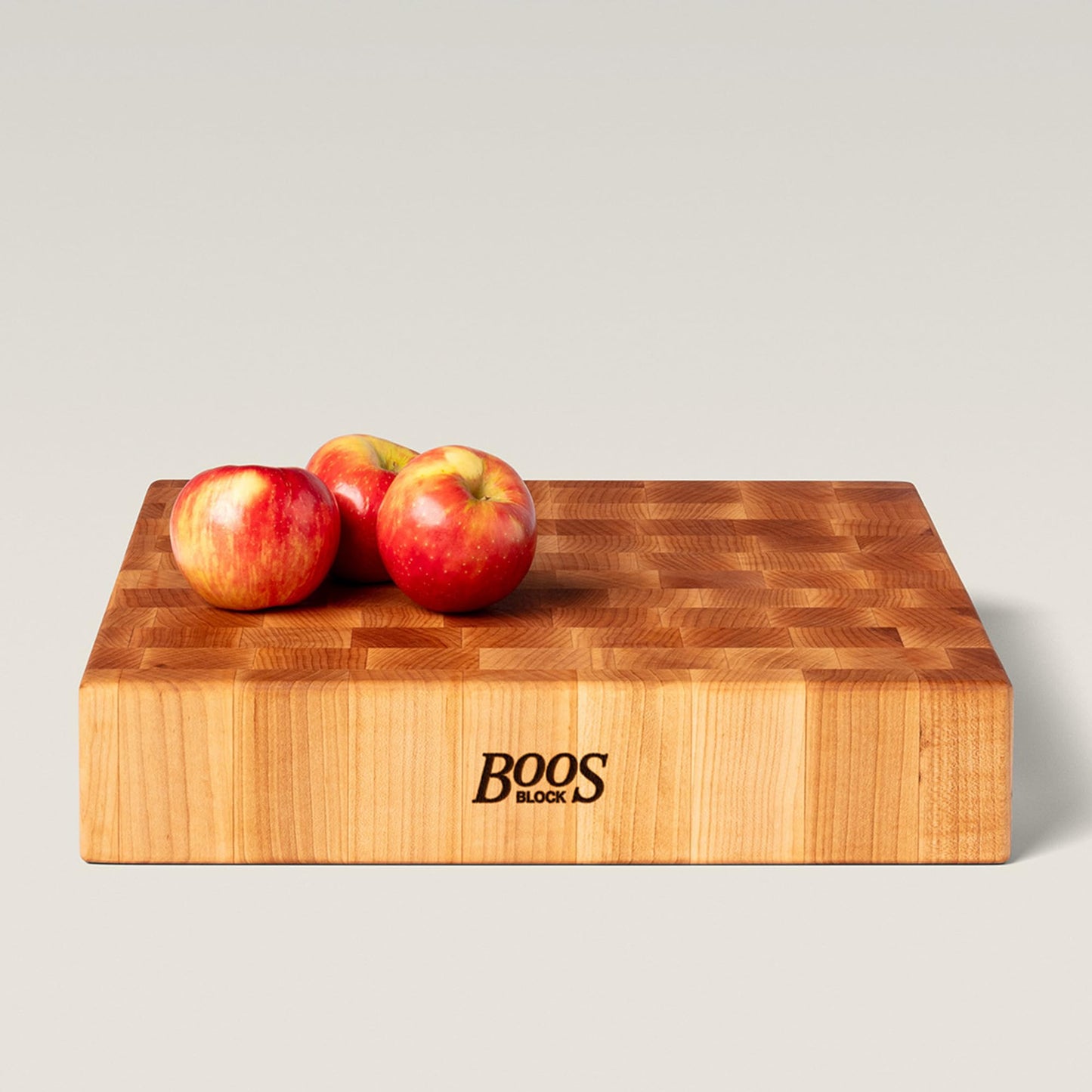 John Boos CCB Series Square Wooden Maple Cutting Board 15”x15” – 3” Thick, 19-lb Reversible Butcher Block with End-Grain & Finger Grips – Made in the USA