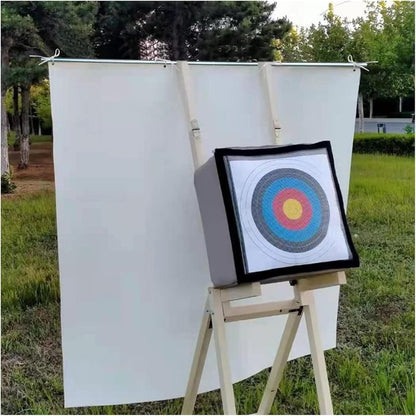 XingLi Wooden Archery Target Stand for Backyard Targets Shooting Adjustable Foldable Adjustable Mobile Straw Targets Stand, Portable Support Frame with Archery Backstop Heavy Duty Arrow Netting