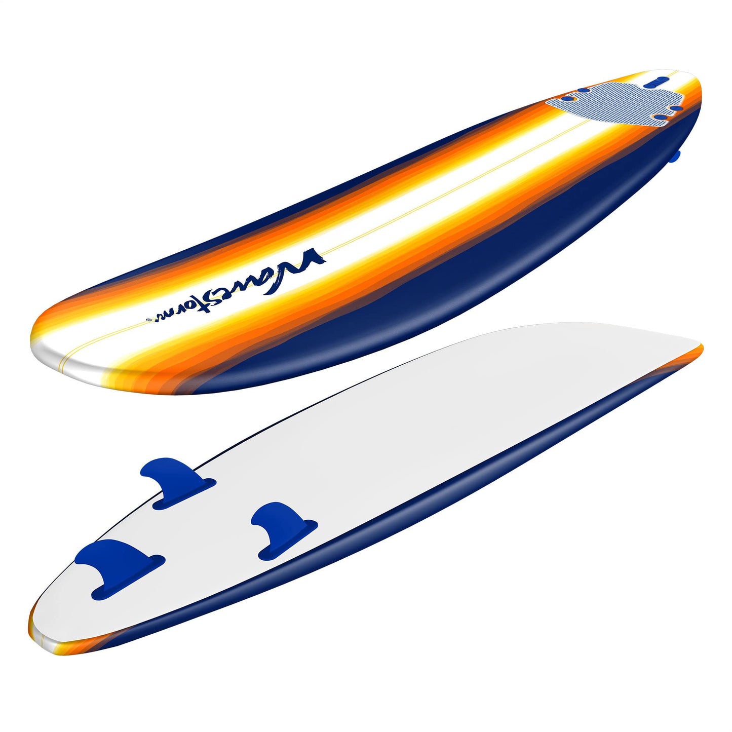 Wave Storm 8ft Surfboard // Foam Wax Free Soft Top Longboard for Adults and Kids of All Levels of Surfing,Mix,AZ22-WSSF800-B