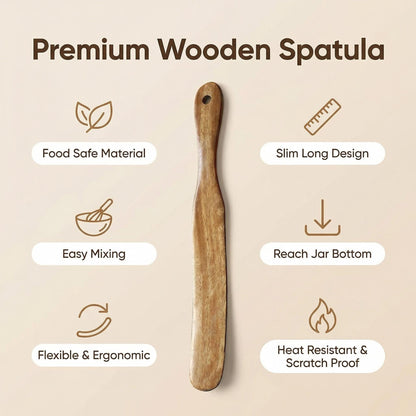 AOOSY Skinny Spurtle,11" Acacia Wood Spatula for Sourdough, Mixing