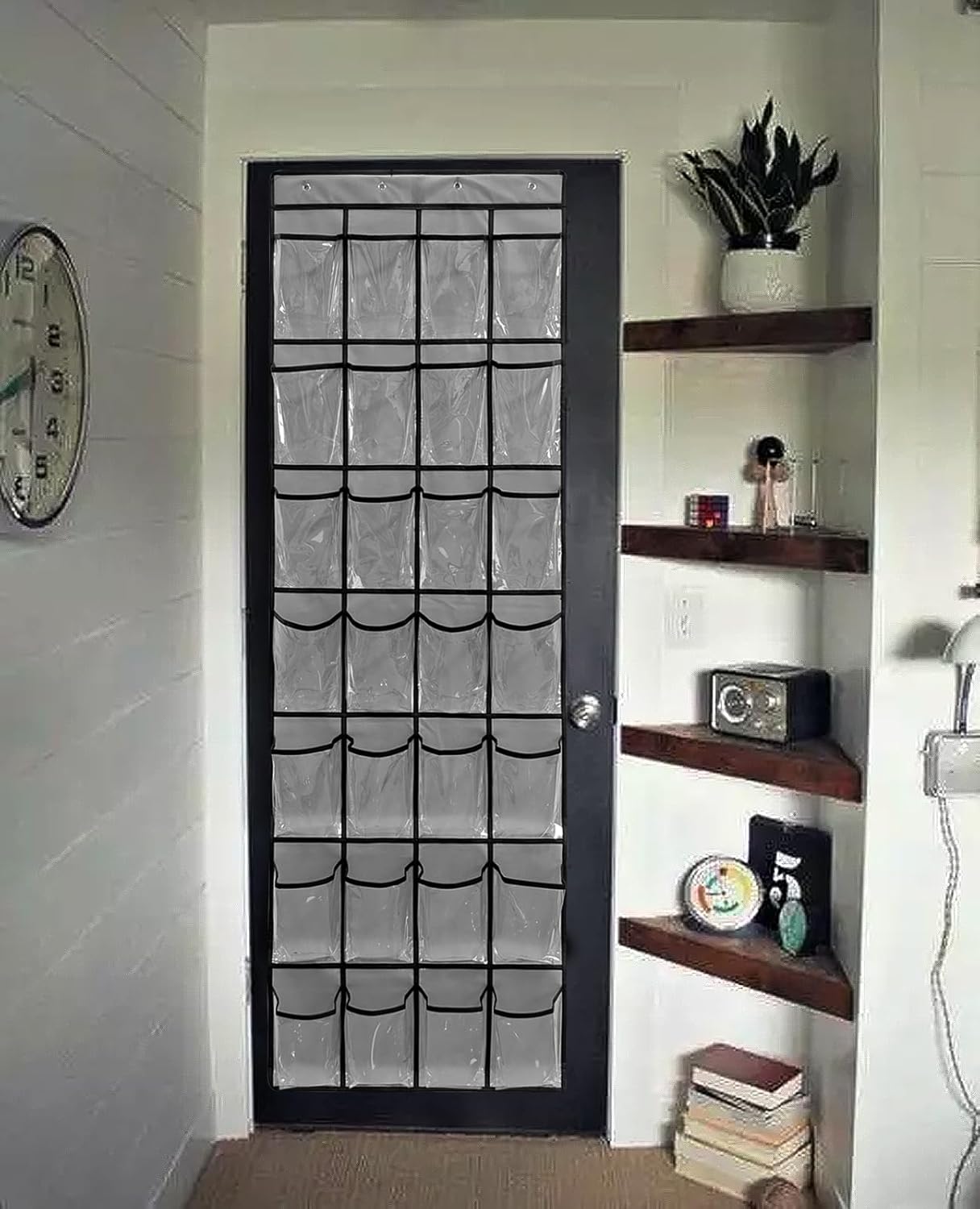 28 1 Pack Closet 4 Large Transparent Pockets Over The Door Shoe Organizer Sturdy Hanging Shoe Rack for Door Sneakers