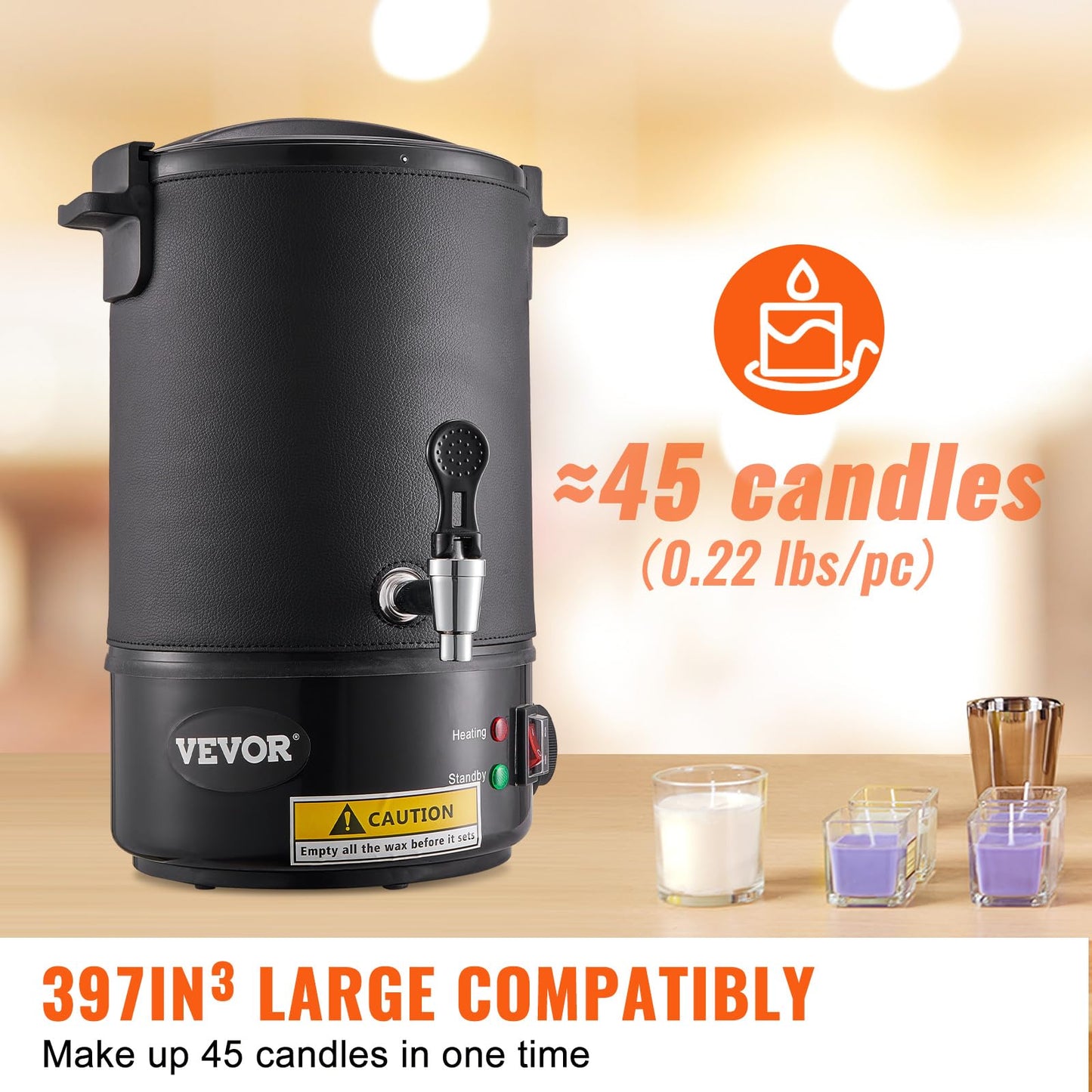VEVOR 10Lbs Wax Melter for Candle Making, Large Electric Wax Melting Pot Easy Pour Spout, 9-Level Temperature Control, Easy Clean for Candle Soap Cream Beauty Bulk Production Business