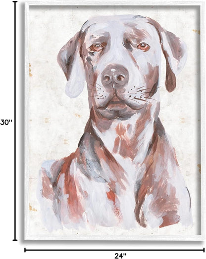 Stupell Industries House Dog Pet Portrait Labrador Soft Tone Painting by Melissa Wang, White Framed Wall Art, 24 x 30