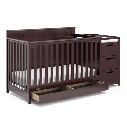 Graco Hadley 5-in-1 Convertible Crib & Changer – GREENGUARD Gold Certified, Fits Standard Crib Mattress, Converts to Toddler Bed and Full Bed, 4 Adjustable Mattress Heights (Espresso)