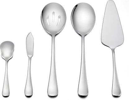 LIANYU 5-Piece Serving Set, Stainless Steel Flatware Hostess Set, Mirror Finished, Dishwasher Safe