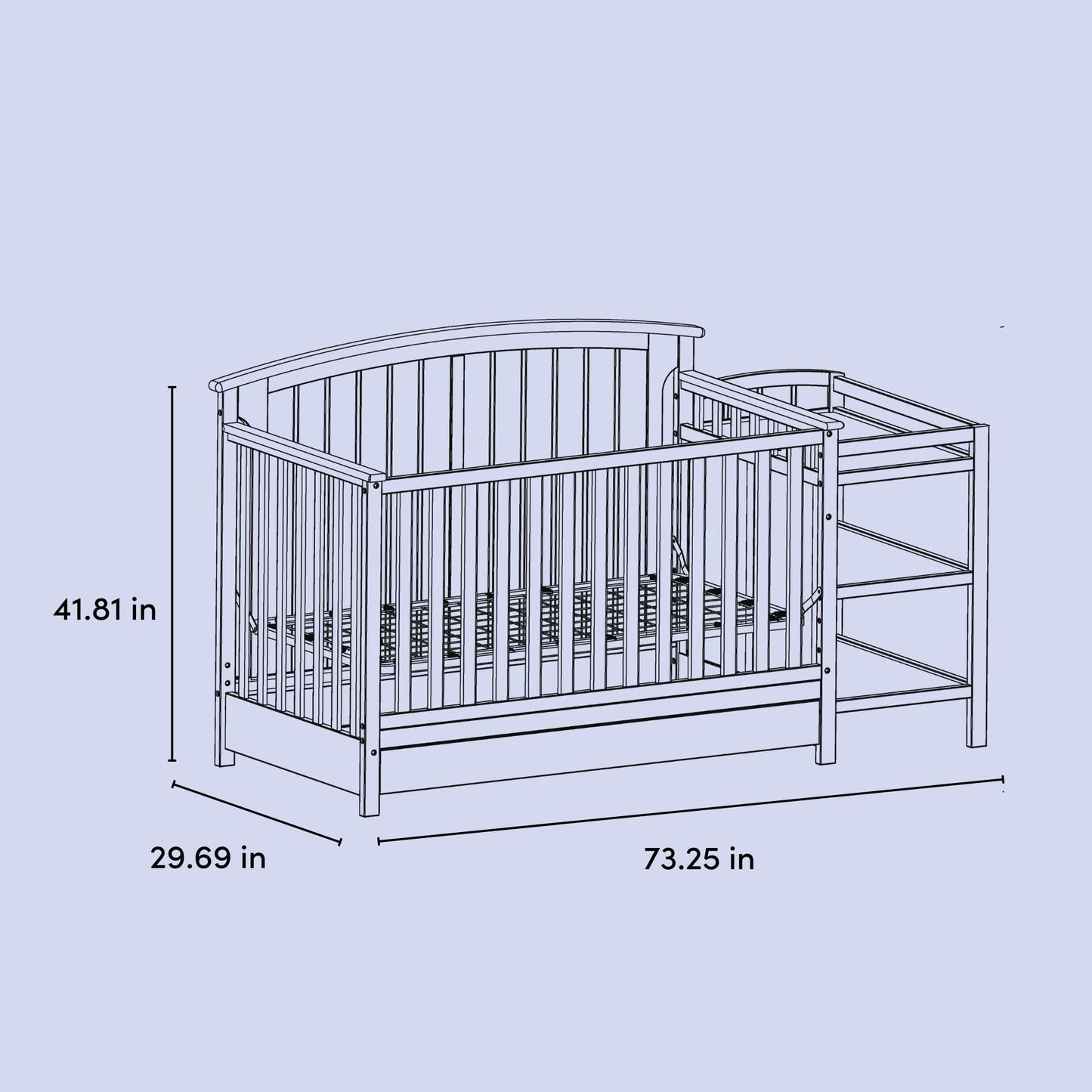 Storkcraft Steveston 5-in-1 Convertible Crib & Changer – GREENGUARD Gold Certified, Fits Standard Crib Mattress, Converts to Toddler Bed and Full Bed, 4 Adjustable Mattress Heights (Gray)