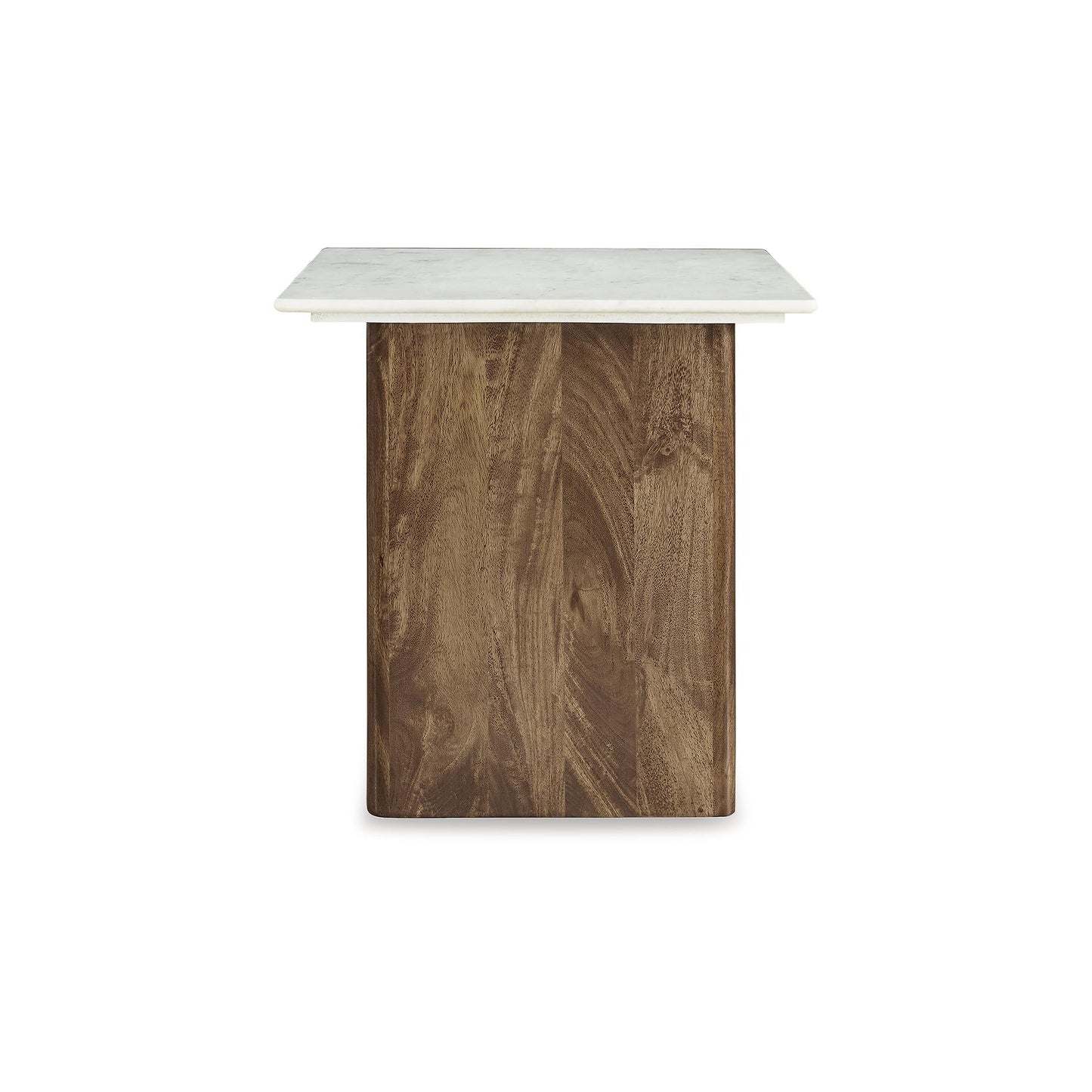 Signature Design by Ashley Isanti Modern End Table with Marble Top, White & Light Brown