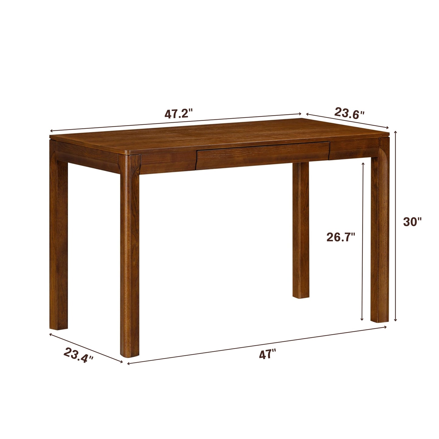 NTC Flow Modern Wooden Rectangle Desk Table with Hidden Drawer – Waterproof & Heat Resistant, Dark Walnut