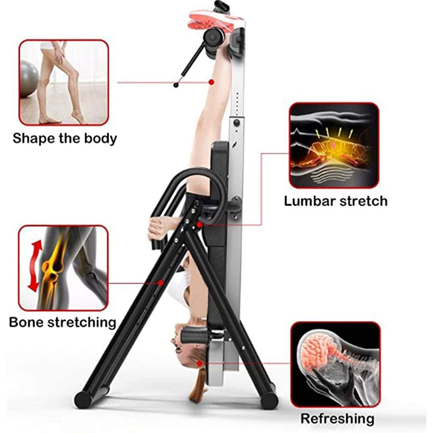 Strength Training Inversion Equipment, Heavy Duty Inversion Table, 300 lbs Load Capacity, Back Stretcher Machine for Pain Relief Therapy