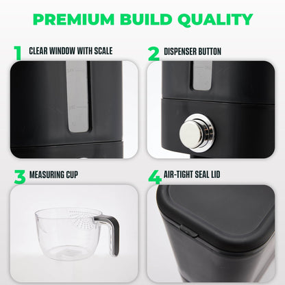 Culmino Rice Dispenser 25 lbs I Rice Storage Container 25 lbs with Sponge, Scoop & Measuring Cup I Airtight Rice Container with Lid I Best Food Dispenser Rice Bucket I Cereal Dispenser for Pantry