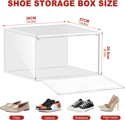 1 Pack 12 Closet Clear Shoe Boxes Size Shoe Storage Organizer for Stackable Shoes Rack Handbag Organizer Plastic