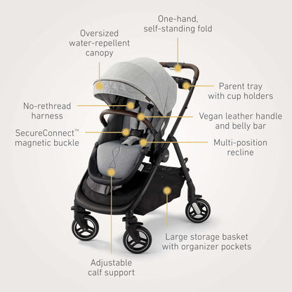 Graco® Premier Modes Merge Stroller with EZ Spin Wheels for 360 Rotation, 3 Modes: Infant Car Seat Carrier, Carry Cot, to Toddler Stroller, Reversible Baby Stroller Seat, Midtown