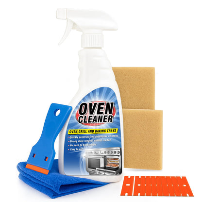 Erigathe Heavy Duty Stove and Oven Cleaner Kit, Includes Cleaning Tool, Razor, Scraper and 1 Pad to Remove Tough Stains - Use on Gas, Electric, Ceramic Surfaces, 4 Piece (16.9, Fluid Ounces)