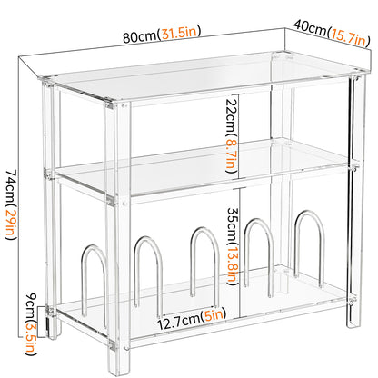 solaround Acrylic Record Player Stand, with Vinyl Storage, Turntable Stand, Vinyl Record Storage Table for Living Room (Clear, 31.5'' x 15.7'' x 29'')