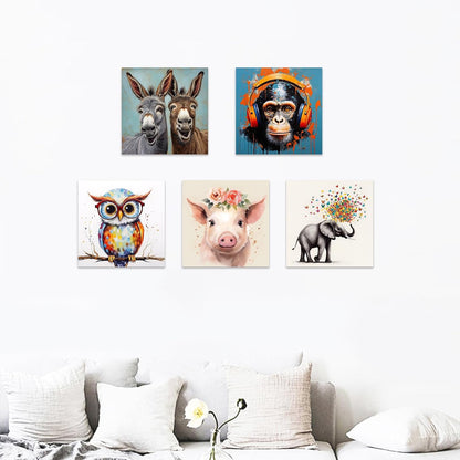 CCWACPP Funny Animal Wall Art - Donkey Canvas Prints for Farmhouse Bathroom and Bedroom Decor (12" x 12")