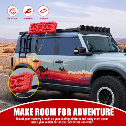 FieryRed Traction Boards Offroad, Recovery Boards with 2 Leashes and Carry Bag, Recovery Track Board Mounting Kit