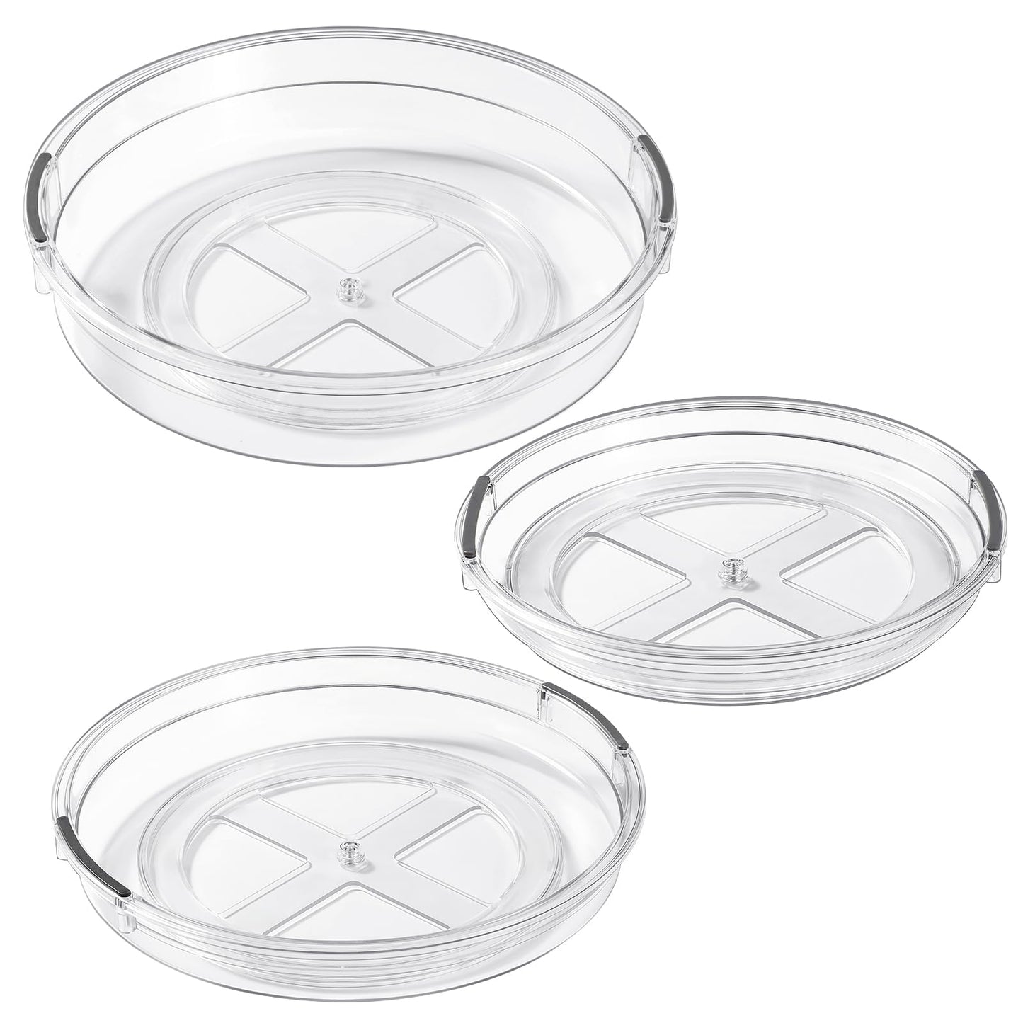 LAMU 3 Pack Lazy Susan Organizer Turntable for Cabinet, Pantry Organizers and Storage, Rotating Condiment Organizer for Kitchen, Table Top, Fridge, Countertop, Spice Organization, 9.25'' 10.6'' 12''
