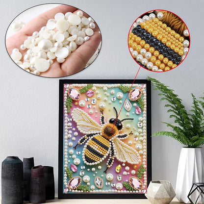 DPDAKIT Bee Pearl Diamond Painting Kits for Adults, 5D Pearl Diamond Art Kits for Adults Beginner, DIY Diamond Dots Gem Art Craft for Home Decor 12x16 inch