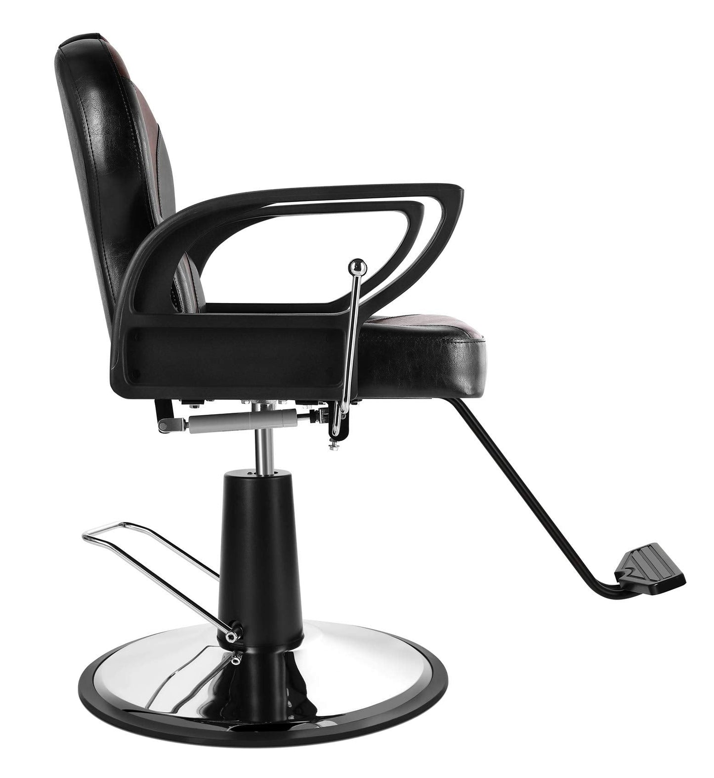 Beautymega Vintage Hydraulic Pump Hair Cutting Chairs Reclining Beauty Salon Styling Chairs (Black & Brown)
