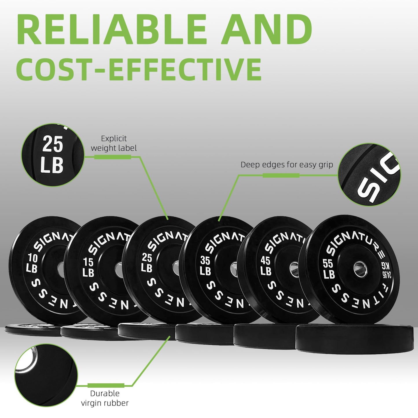 Fitvids Olympic Bumper Plates Set – 2" Weight Plates for Strength Training & Weightlifting – Set: 370 lbs – Black