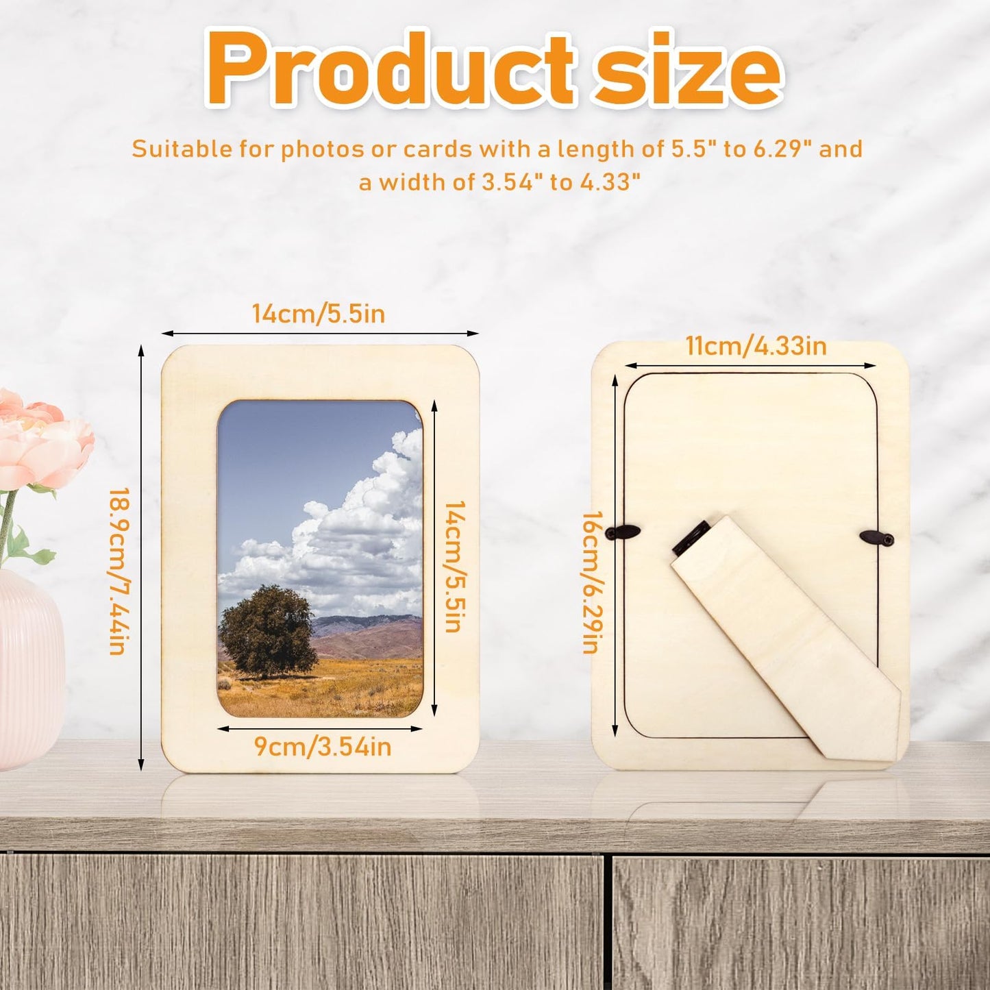 VOKOY 15 Pack Wooden Picture Frames for Crafts,DIY Wood Craft Picture Frames for 4" x 6" Photos,Unfinished Standing Photo Frames DIY Crafts Wood Decorate for Mother's Day Birthday Party Gifts