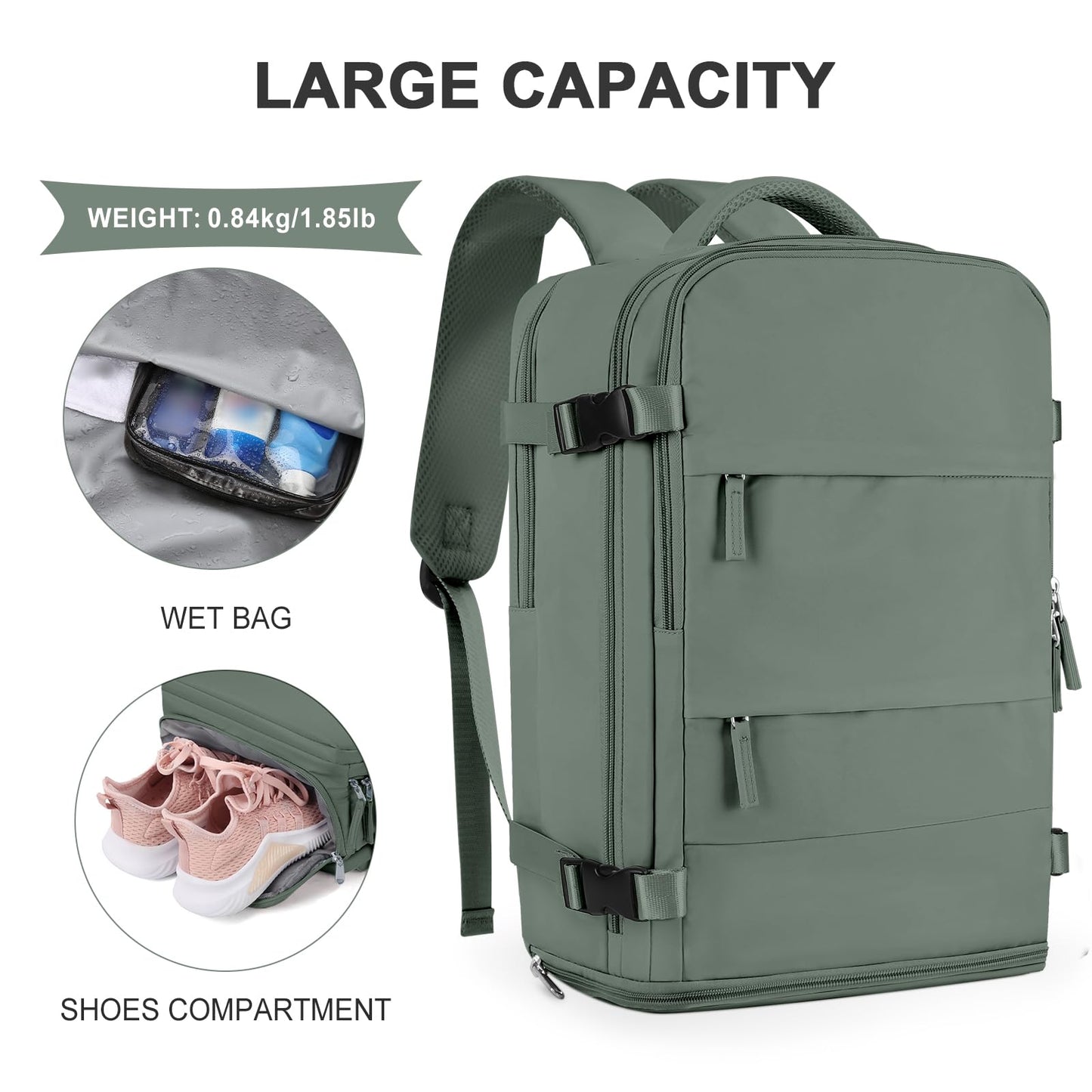 coowoz Travel Backpack Carry On for Women Man Gym Backpacks with Laptop Compartment Mochila de Viaje Teacher Personal Item Backpack Airplane Accessories Must Haves Grey Small