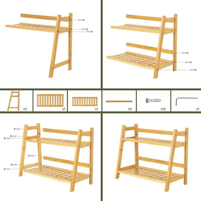 ANBOXIT Bamboo Matcha Station Organizer, Countertop 2 Tier Desktop Shelf for Mugs, Cups, and Condiments - Ideal for Matcha & Coffee Accessories in Kitchen, Home, Office