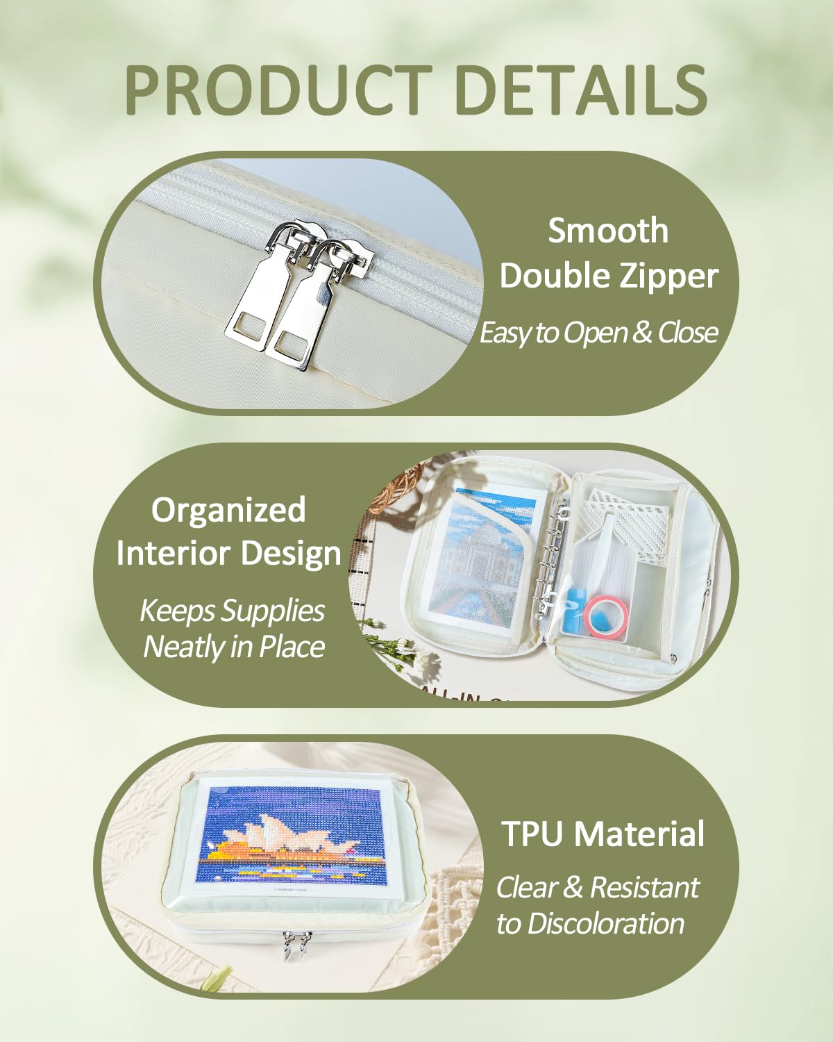 ForeverYoung All-in-One Diamond Art Storage Bag with Separate Sections for 7-Inch Small Diamond Art Kits, Portable & Travel-Friendly, Diamond Painting Accessories and Tools for Lovers (Bag Only)