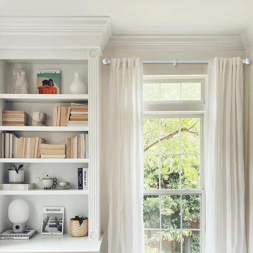 GXOACKJ Heavy Duty Metal Curtain Rod Set - 2 Pack White, 28 to 78 Inch Adjustable Size with Brackets