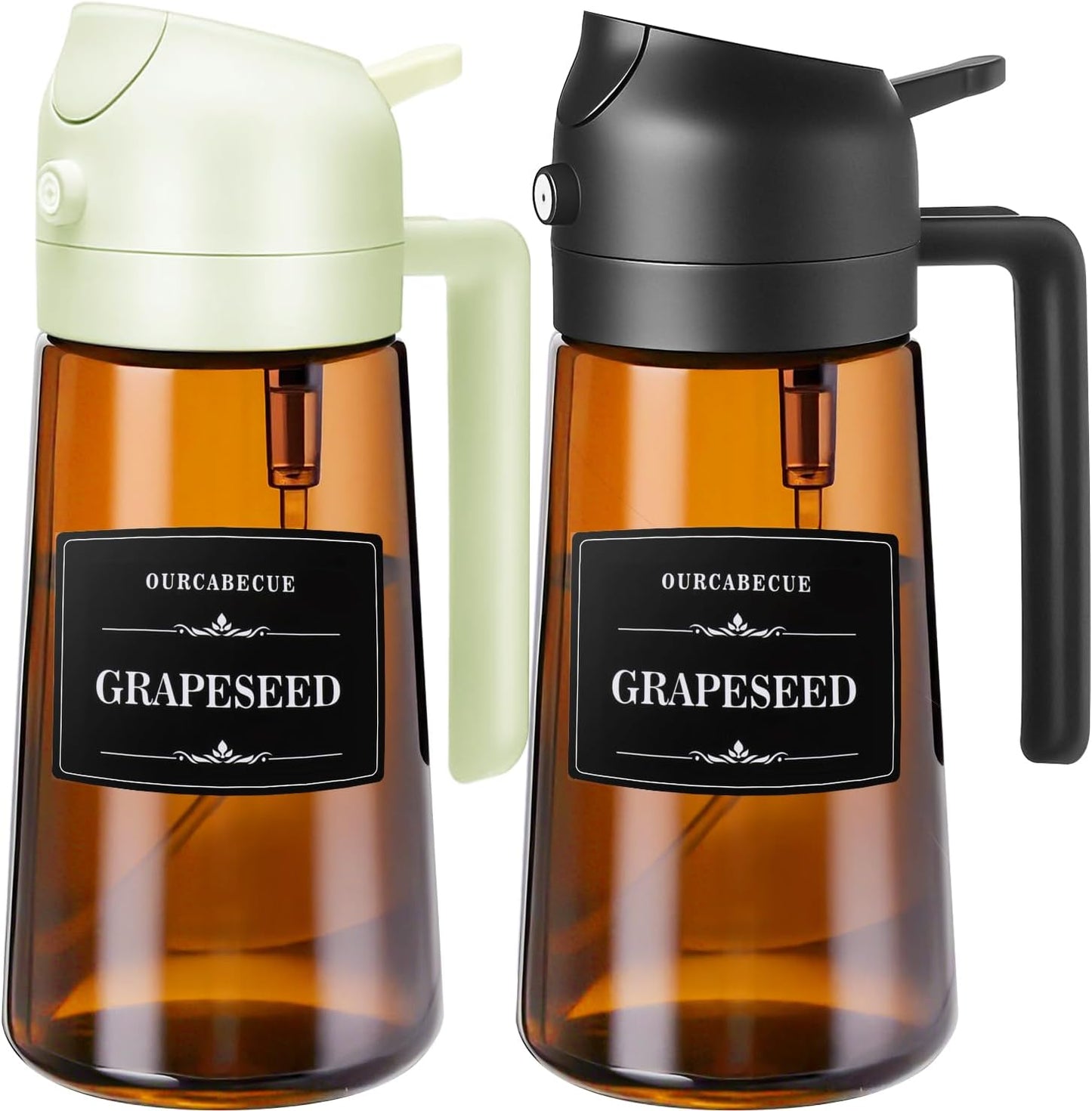 2 1 16oz 470ml OURCABECUE Kitchen Upgraded Made Oil Sprayer for Cooking, Dark Brown in Spray and Pour Mist Olive Oil
