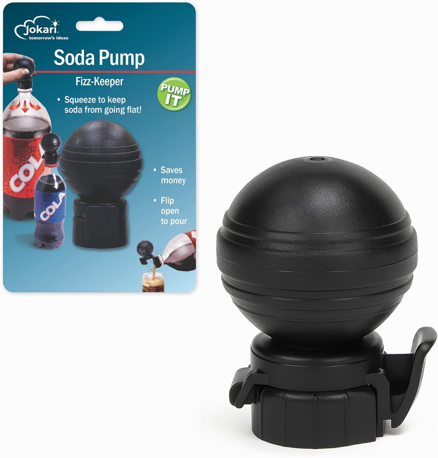 1 2 Jokari Keeper Pump and Pour Soda Bottle Cap Preserves Carbonation with Flip Top Spout for to Liter Plastic Bottles