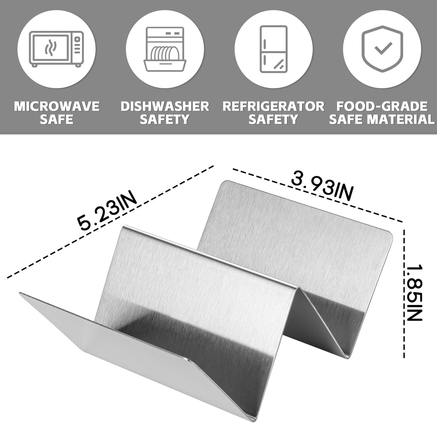 Taco Holder Set of 4 Stainless Steel Taco Holder Each Metal Taco Stands for 2 Tacos, Dishwasher Microwave Safe (Set of 4)