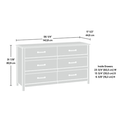 Sauder Cannery Bridge 6 Drawer Dresser Bedroom Dresser Chest of Drawers Wooden, in Sindoori Mango