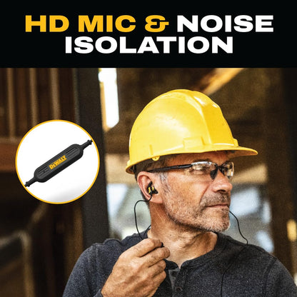 DEWALT Heavy Duty Neckband Bluetooth Earbuds, Wireless Bluetooth 5.2 Headphones w/Microphone, Lightweight Comfort, IP56 Waterproof, Deep Bass Strong Beat, 20H Playtime, Jobsite Behind-Neck Earphones