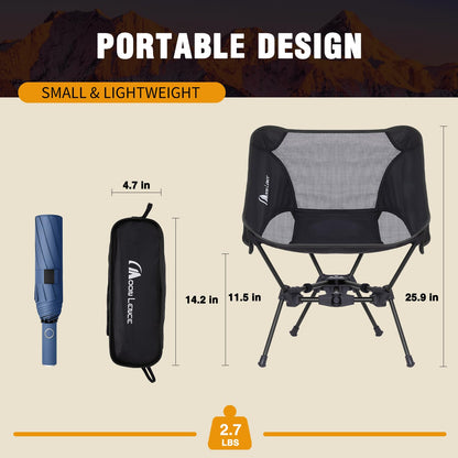 MOON LENCE 2 Pack Portable Camping Chairs Backpacking Chair - The 4th Generation Ultralight Folding Chair - Compact, Lightweight Foldable Chairs for Hiking Mountaineering, Beach