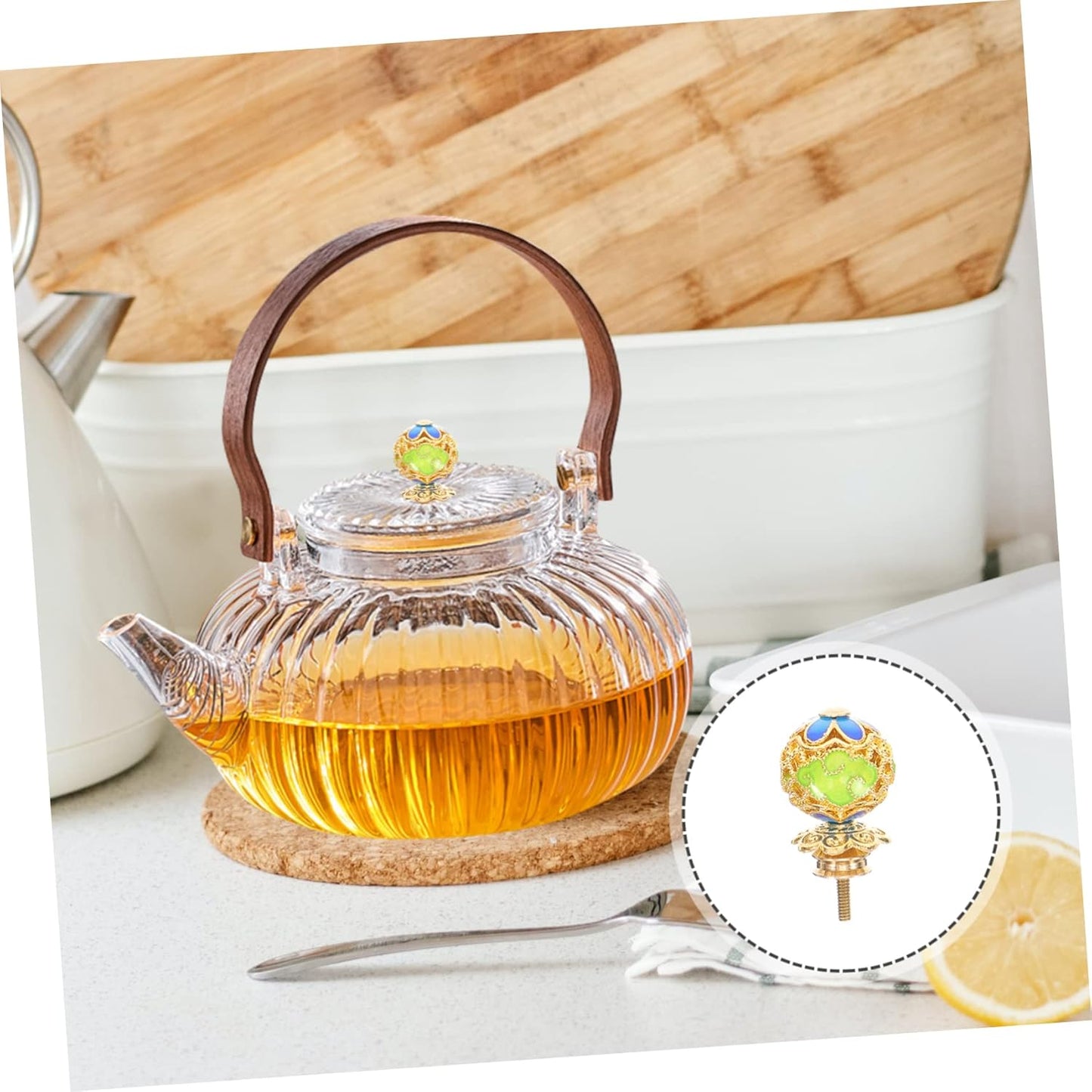 IWOWHERO Teapot Button Cover Knob, Pot Grip Knobs for Frying Pan, Enameled Lid Knob Replacement for Glass Kettle