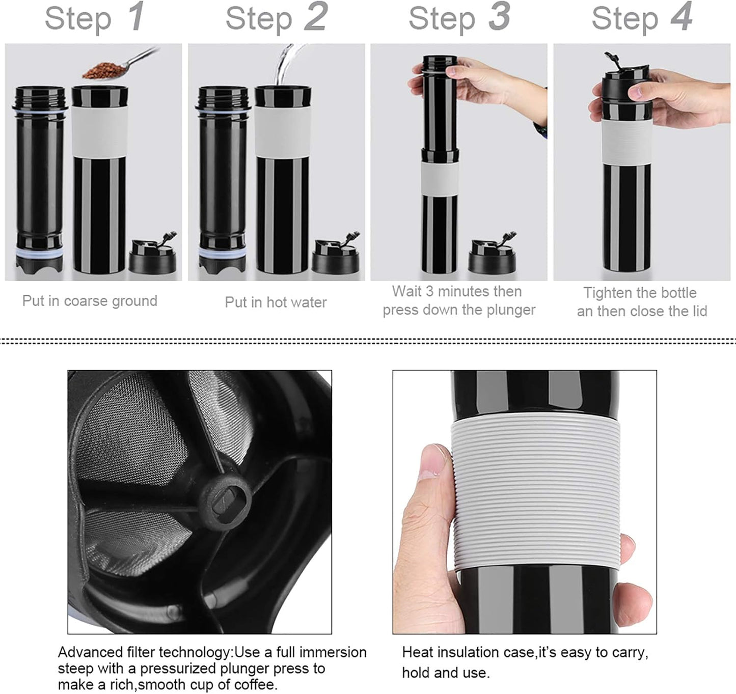 Fdit Portable Mini Espresso Maker - Hand Held Pressure Caffe Espresso Machine for Home, Office, Travel