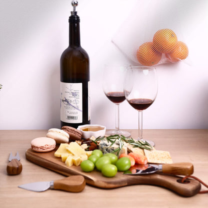 hecef Upgrade Bigger Cheese Board set of 4, a Acacia Wood Cheese Plate and 4 Pcs Knives, Charcuterie Platter Serving Tray for Appetizers, Feast, Housewarming, Cheese Serving