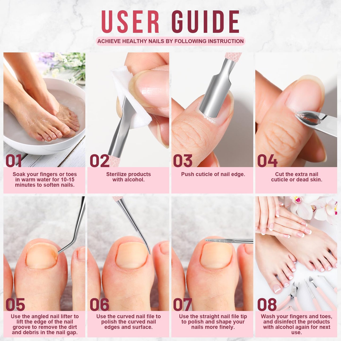 FANDAMEI Ingrown Toenail Removal Kit, Pedicure Tools, Nail Care Kit, Cuticle Trimmer, Nail Cuticle Nippers, Cuticle Kit Stainless Steel, Cuticle Clippers, Cuticle Pushers, Manicure Kit, Pedicure Kit