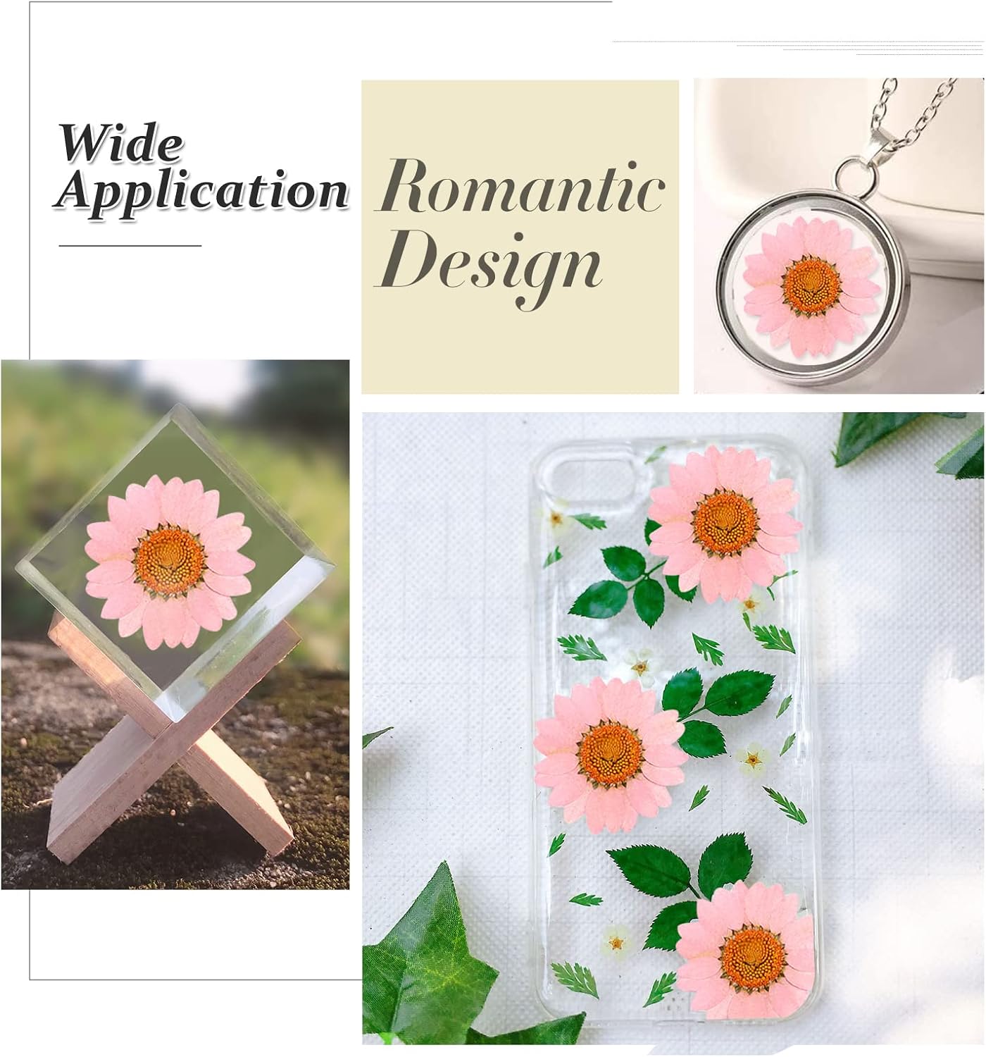 Dried Pressed Flowers, 60PCS Pink Natural Real Daisy for DIY Craft, Scrapbooking, Candle Making