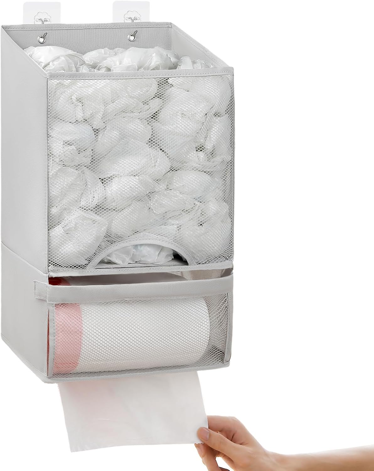 2 1 Bag Saver - Extra Large in Plastic Bag Holder Storage, Durable Mesh Grocery Hanging Trash Dispenser Roll Organizer