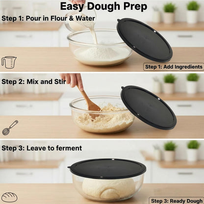 Zombcame Large Glass Mixing Bowl for Sourdough, 6.2QT with Lid – Big Capacity Clear Bowl for Sourdough, Baking, Salad Prep & Food Storage