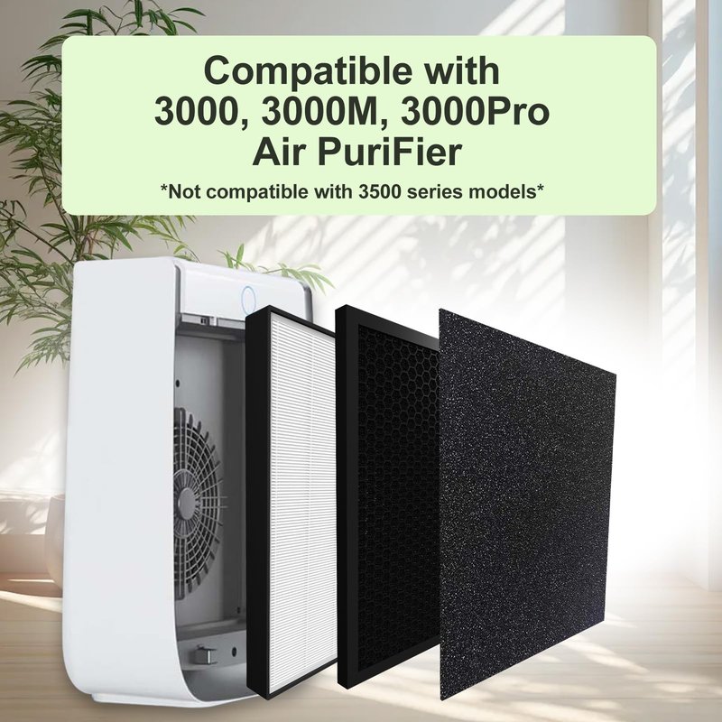 8 Pack 3000 Replacement Filters Compatible with 3000 Series,1Filter + 2 Activated Carbon Filter + 5 Pre-Filters