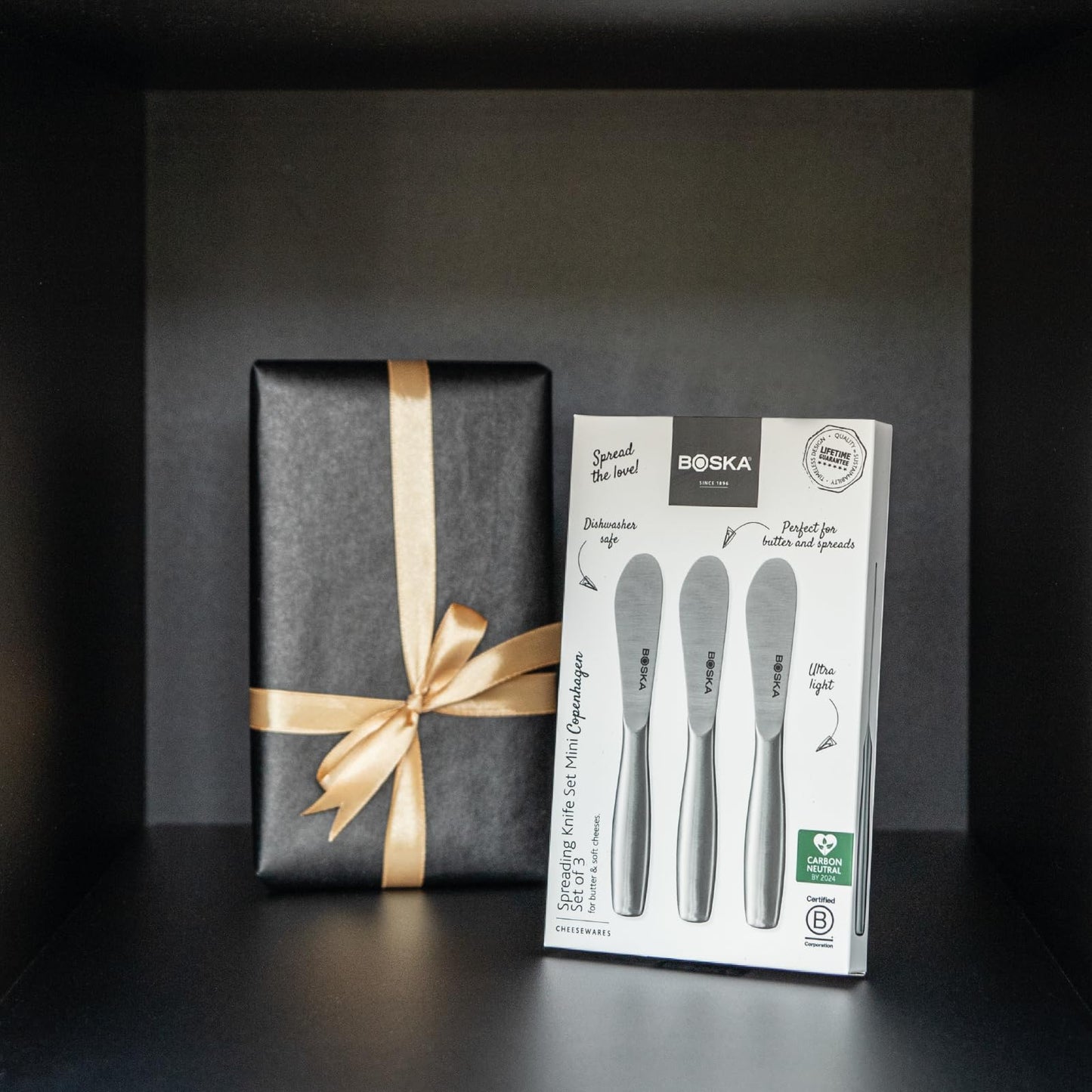 BOSKA Cheese Spreading Knives Mini Copenhagen – 3 Stainless Steel Cheese Spreaders for Butter, Soft Cheese & Appetizers – Elegant Butter Knife Set for Cheese Boards & Entertaining