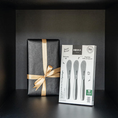 BOSKA Cheese Spreading Knives Mini Copenhagen – 3 Stainless Steel Cheese Spreaders for Butter, Soft Cheese & Appetizers – Elegant Butter Knife Set for Cheese Boards & Entertaining