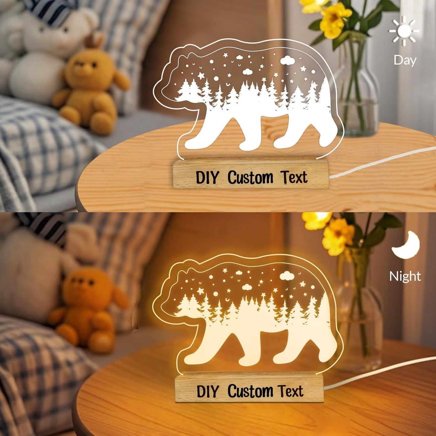 Personalized Night Light for Baby Kids, Custom DIY Name Bear Led Lamp for Girls Boys, Customized Name Night Lights Gift