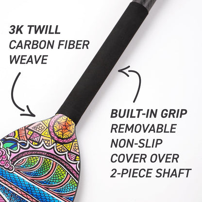 Hornet Watersports Dragon Boat Paddle - Pink Crush Design - Adjustable Carbon Fiber Dragon Boat Paddle - IDBF Approved (Leverlock Adjustable)
