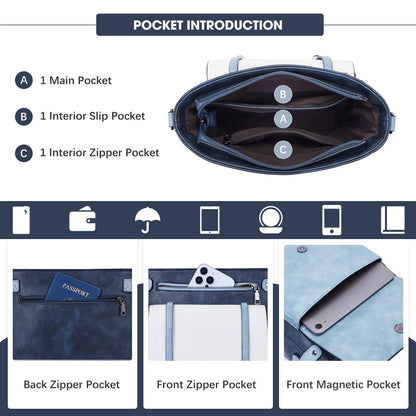 Roulens Crossbody Bags for Women,Multi Pocket Crossbody Purses Vegan Leather Shoulder Handbags Travel Purse Adjustable Strap
