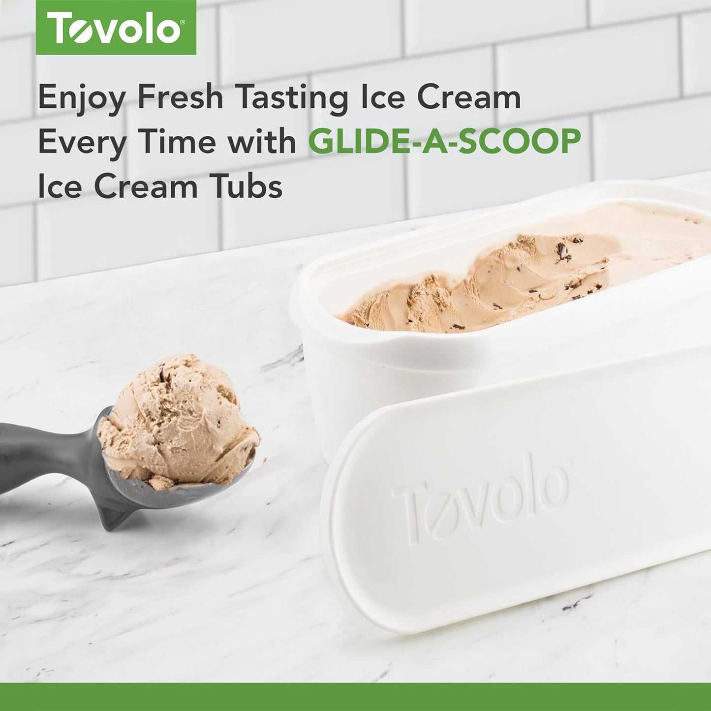 Frozen 2.5 Tovolo Half Gallon Ice Cream Container for Home Made Ice Cream Glide A Scoop Ice Cream Tub for Reusable