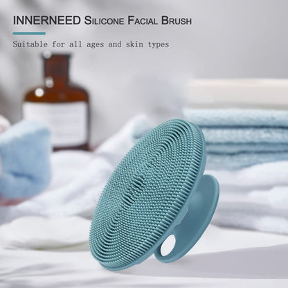 INNERNEED Super Soft Silicone Face Cleanser and Massager Brush Manual Facial Cleansing Scrubber Handheld Wash Pad for Sensitive, Delicate, Dry Skin (Pack of 4)
